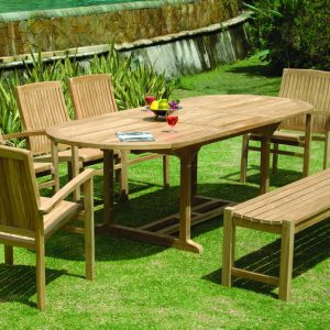 NJS 08-New Java oval ext table with backless bench (6 ft) set