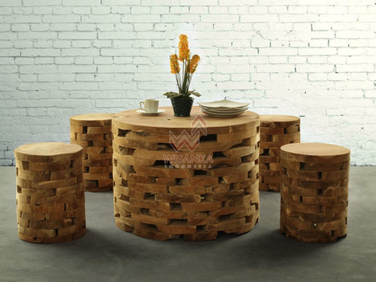 Round Brick Reclaimed Living Set Indoor Mahogany Furniture Indonesia Furniture Wholesale and Project